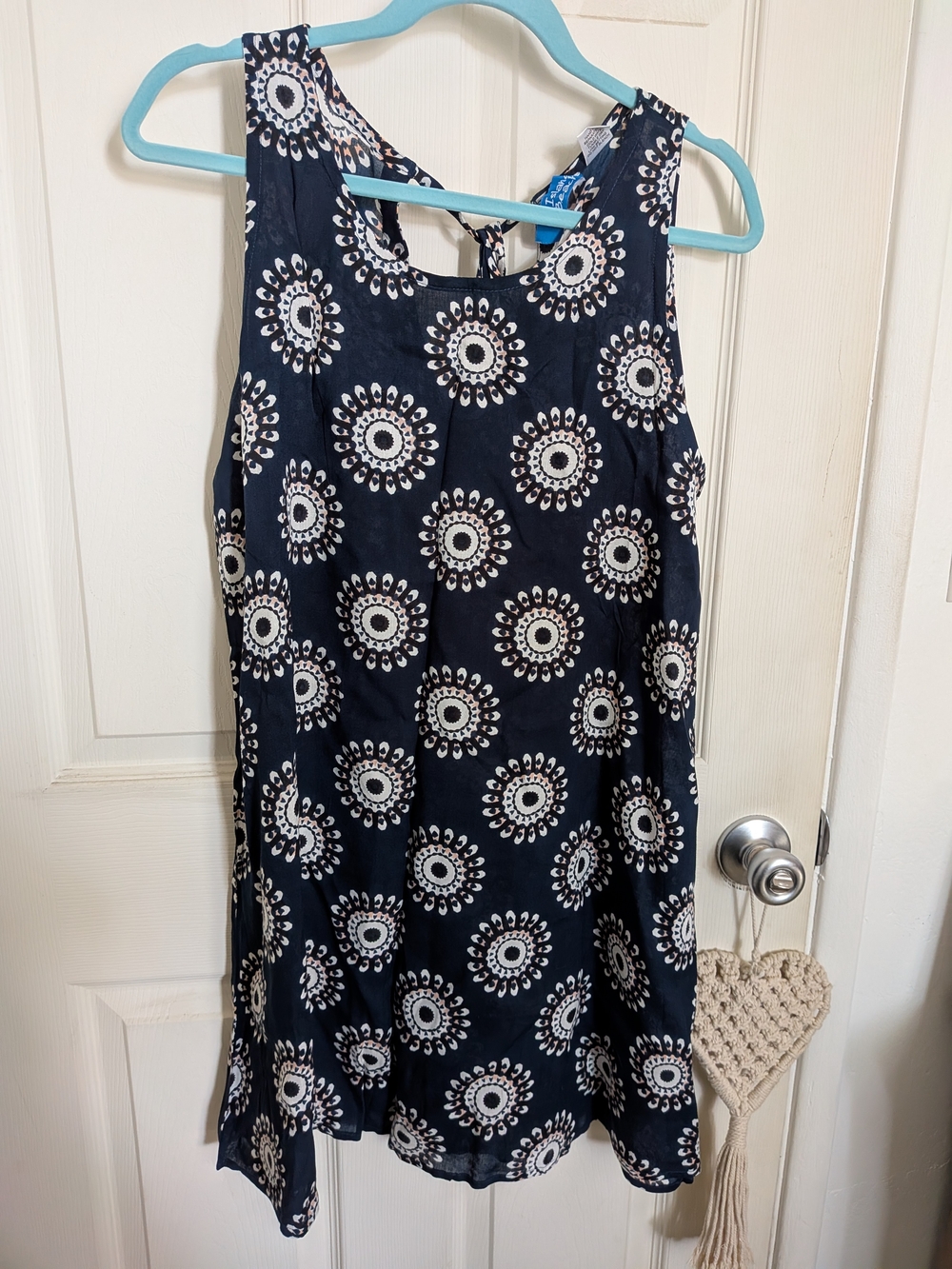 Island Beach Sleeveless Navy Floral Sunburst Mini Dress